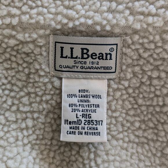 Vintage L.L. Bean Knit Lambswool Shearling Zip Up Jacket Large Regular - Picture 5 of 6
